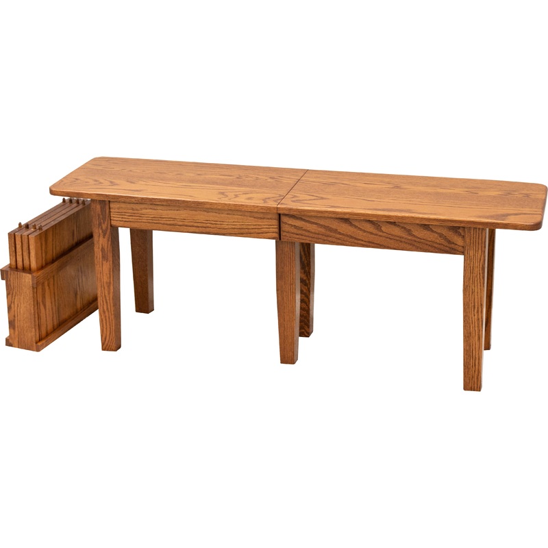 Shaker Leg Oak Wood Wood Expandable Dining Bench | MC