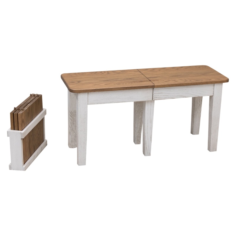 Shaker Leg White & Wood Expandable Dining Bench | O-CS&RWO-CO