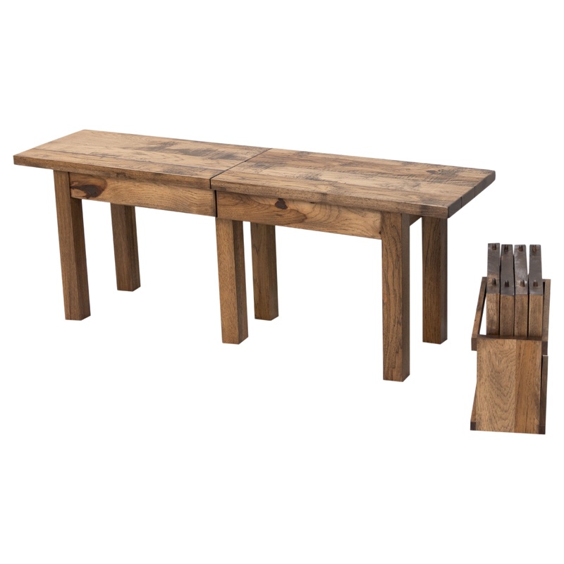 Straight Leg Hickory Wood Expandable Dining Bench | CO