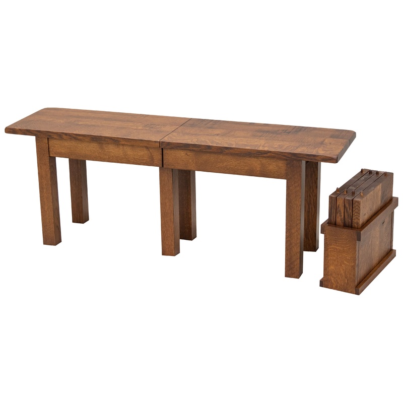 Straight Leg Quarter Sawn White Oak Wood Expandable Dining Bench | GB