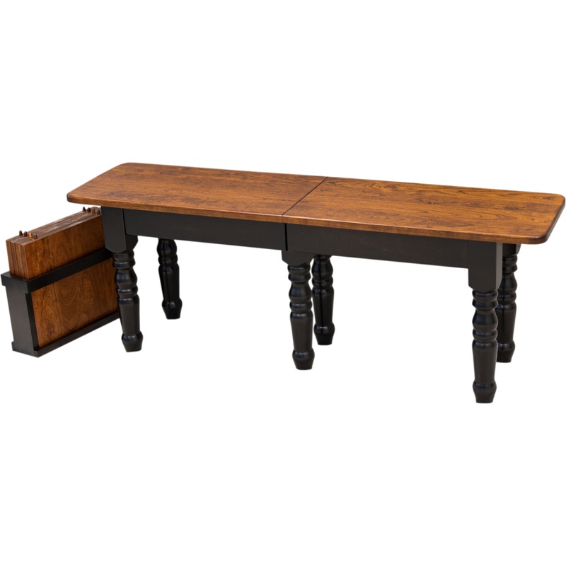 Turned Leg Black & Wood Expandable Dining Bench | M-EB&C-MC