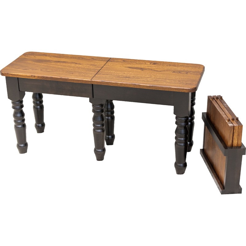 Turned Leg Black & Wood Expandable Dining Bench | M-EB&E-MC
