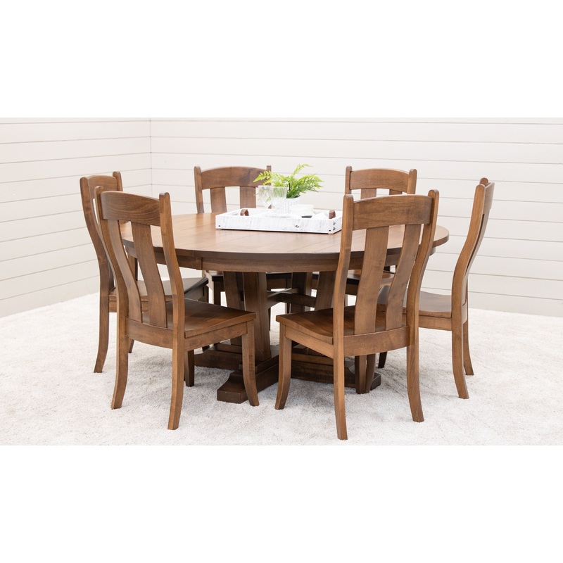 Alberta 60″ Round Solid Wood Dining Table Set for 6
