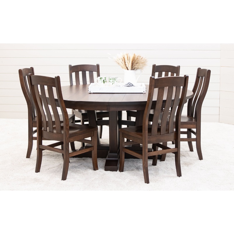Alberta Large Round Solid Wood Extendable Dining Table Set for 6-10