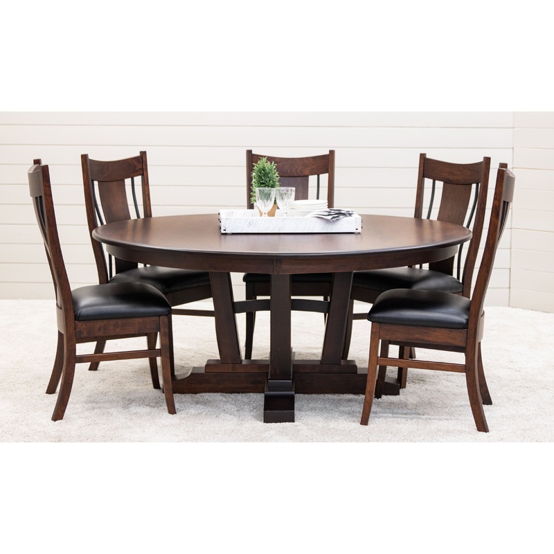 Alberta Round Extendable Cherry Wood Dining Set for 6-10