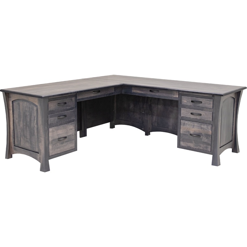 Brooklyn Maple Wood L Desk with Paneled Sides | GS