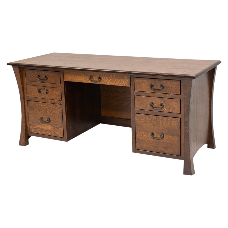 Brooklyn Quarter Sawn White Oak Wood Executive Desk | ASB