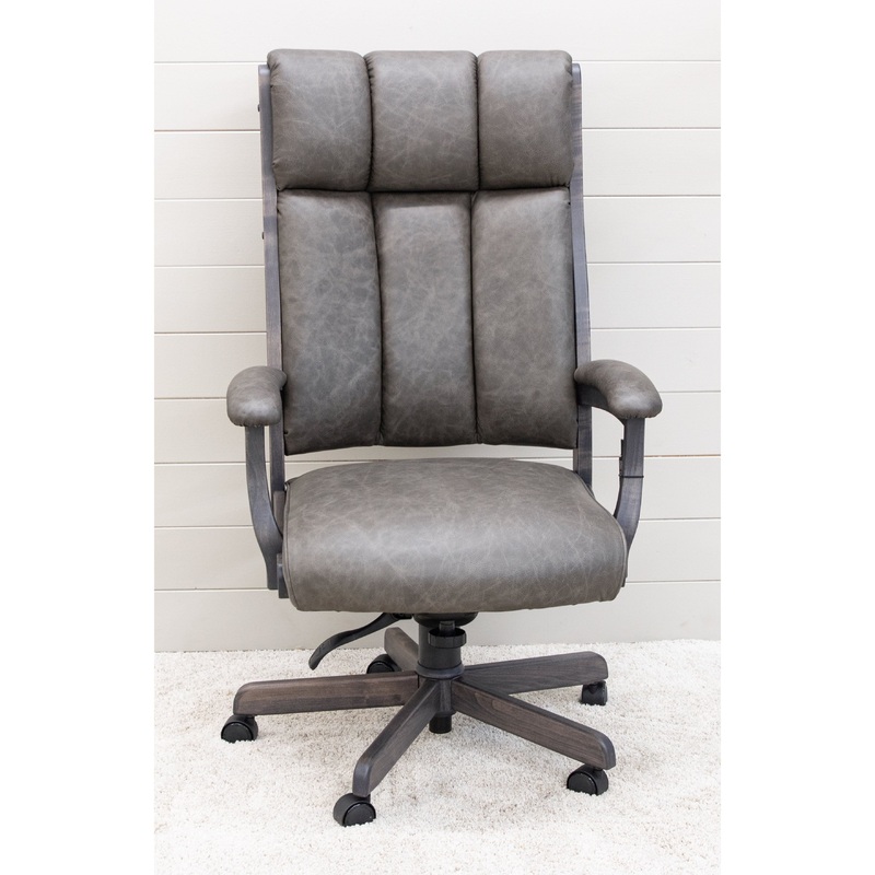 CE58 Clark Executive Grey Leather Office Chair | M-GS
