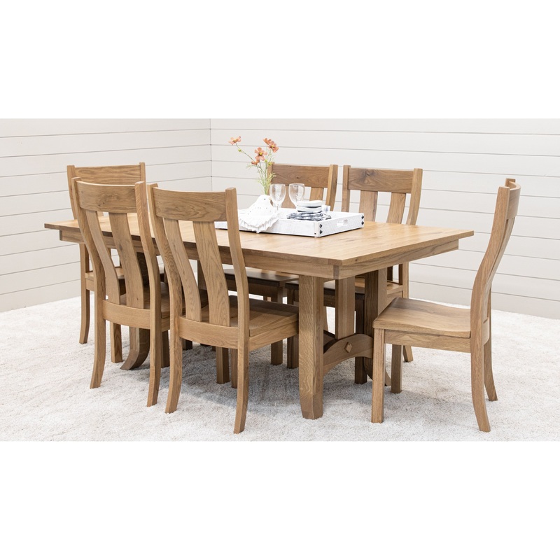 Shaker Hill Trestle White Oak Dining Set for 6 with Chairs