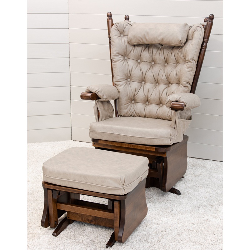 Traditional Maple Wood Swivel Glider Rocker & Ottoman | ASB-4-148