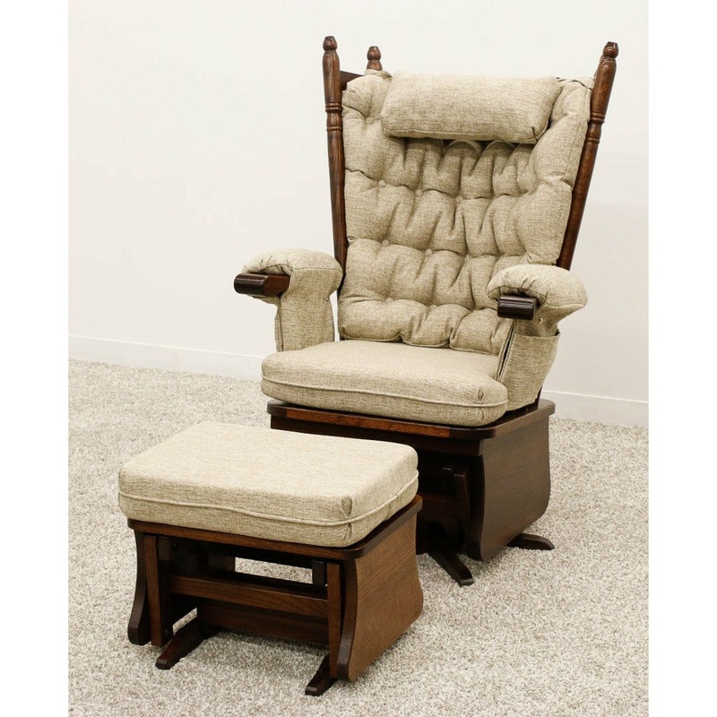 Traditional Oak Wood Swivel Glider Rocker & Ottoman | ASB-4285-K