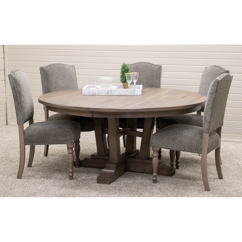 Alberta Round Dining Set with Upholstered Chairs for 6-10