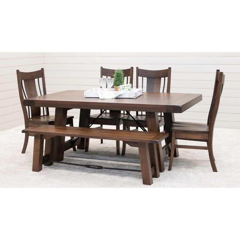 Settler’s Hickory Dining Set with Bench and Chairs for 6-10