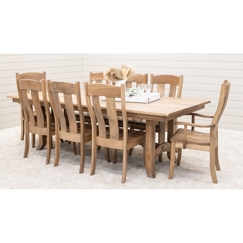 Shaker Hill Large Modern Hickory Dining Set with 8 Chairs