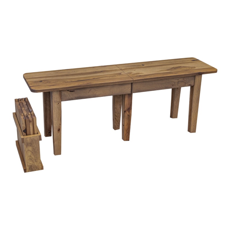 Shaker Leg Hickory Wood Expandable Dining Bench | CO