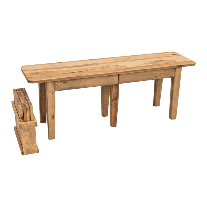 Shaker Leg Hickory Wood Expandable Dining Bench | WB
