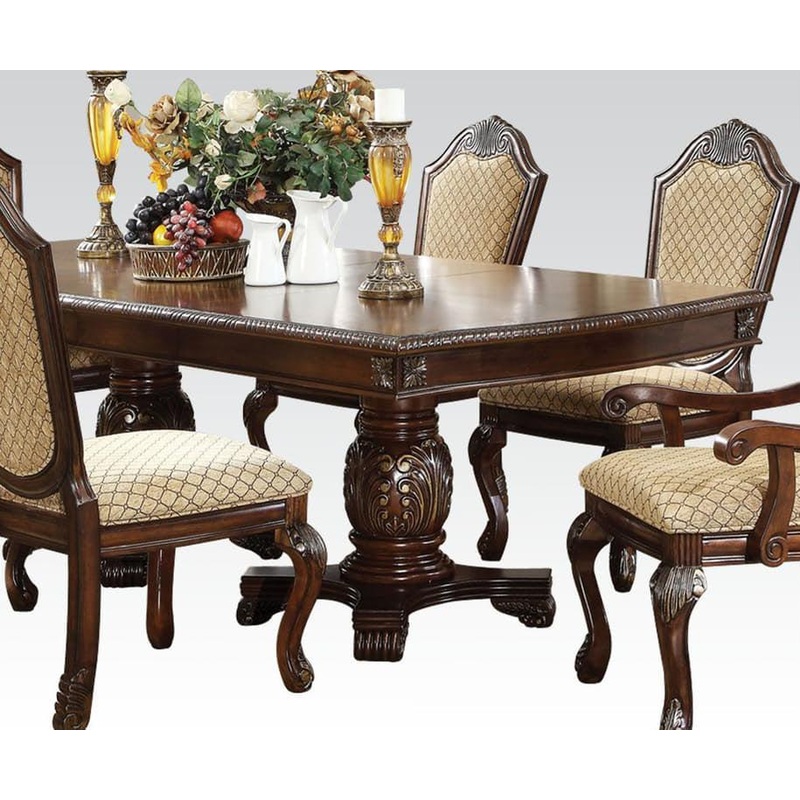Acme Chateau de Ville Double Pedestal Dining Table in Espresso 64075