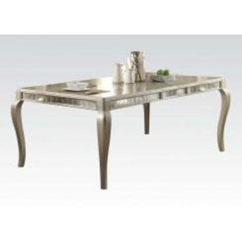 Acme Francesca Rectangular Dining Table in Champagne 62080