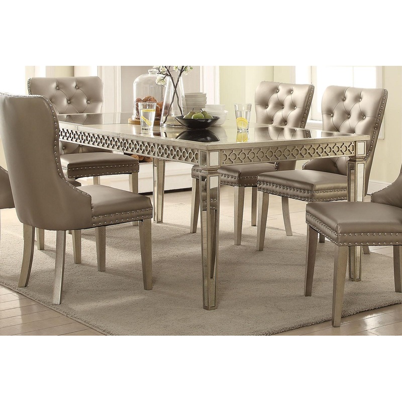 Acme Furniture Kacela Dining Table in Mirror and Champagne 72155