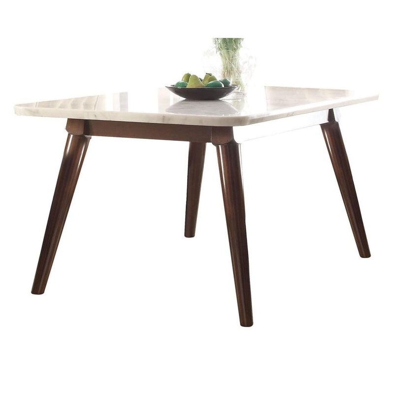 Acme Gasha Dining Table in White/Walnut 72820