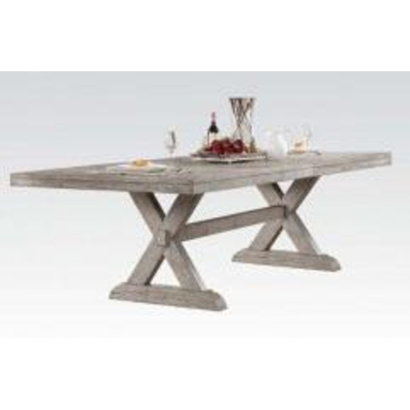 Acme Rocky Rectangular Dining Table in Gray Oak 72860