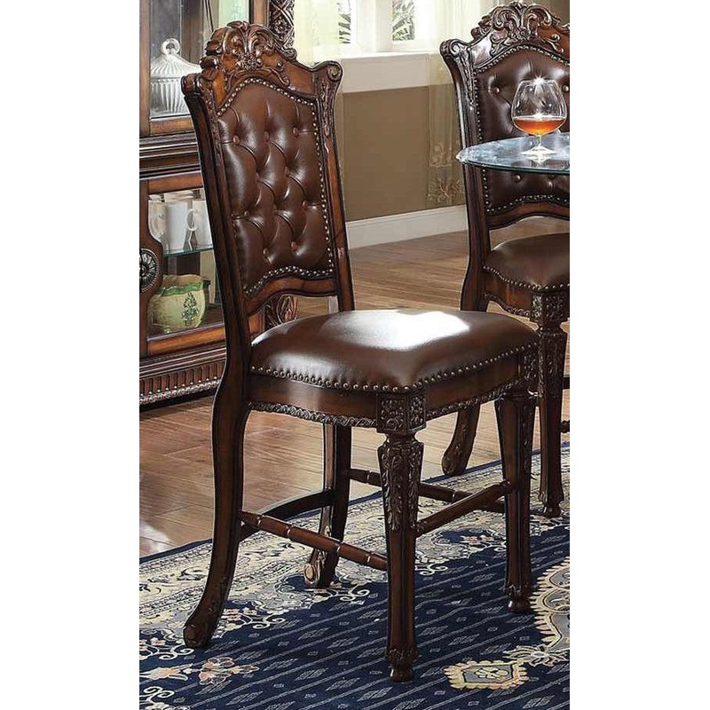 Acme Vendome Counter Height Chair with Tufted Back (Set of 2) in Cherry 62034