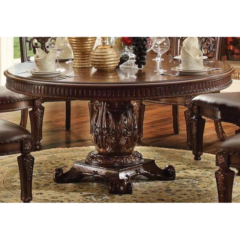 Acme Vendome Single Pedestal Round Dining Table with 60″D Table Top in Cherry 62015