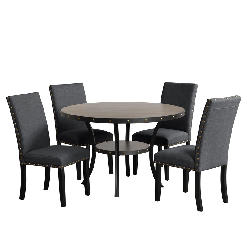 CRISPIN 48″ ROUND DINING TABLE-GRAY