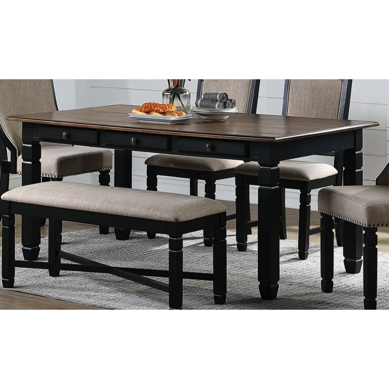 New Classic Furniture Prairie Point 6 Drawer Rectangular Dining Table in BlackPROMO