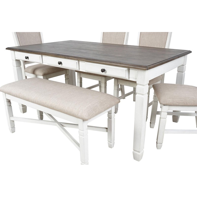 New Classic Furniture Prairie Point 6 Drawer Rectangular Dining Table in White