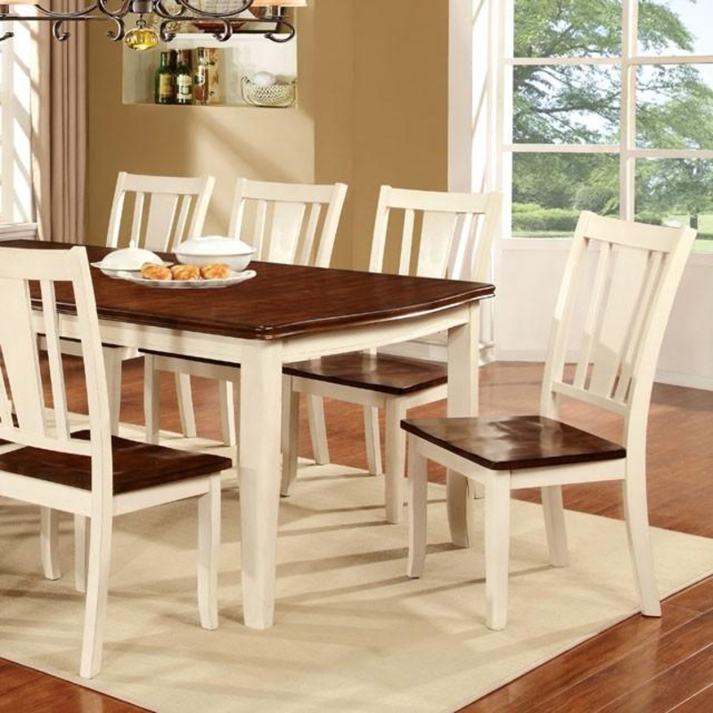 DOVER Vintage White/Cherry Dining Table w/ 18″ Leaf