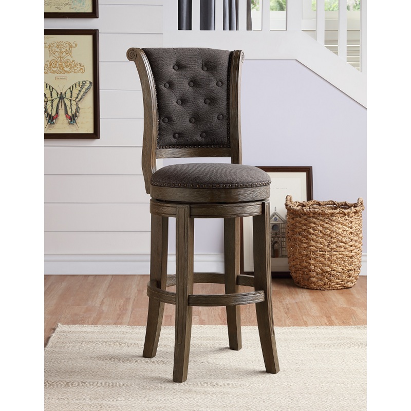 Glison Charcoal Fabric & Walnut Counter Height Chair (1Pc)