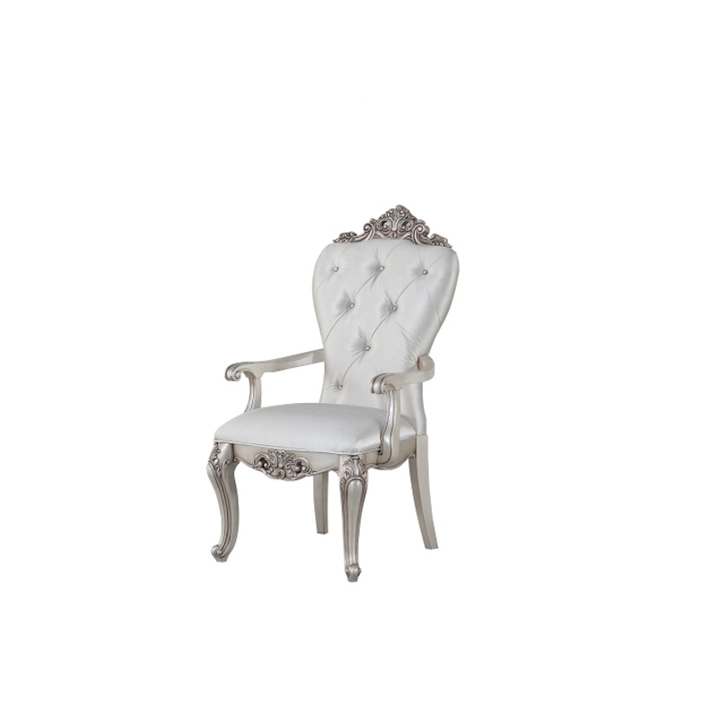 Gorsedd Cream Fabric & Antique White Arm Chair