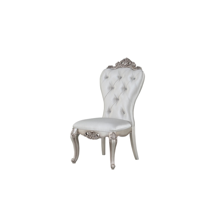 Gorsedd Cream Fabric & Antique White Side Chair