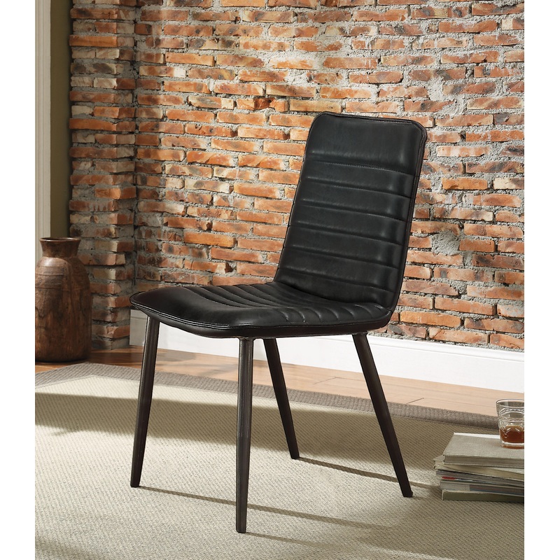 Hosmer Black Top Grain Leather & Antique Black Side Chair