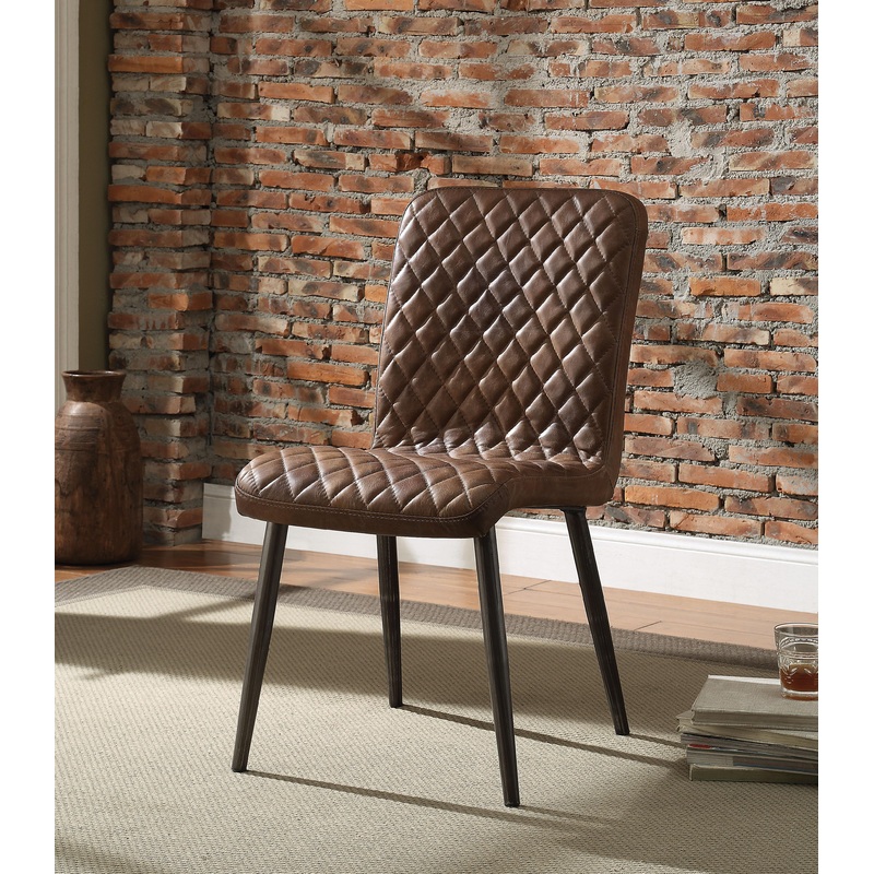 Hosmer Vintage Chocolate Top Grain Leather & Antique Black Side Chair