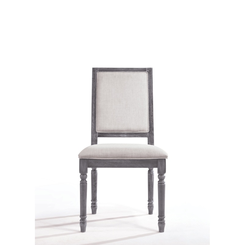 Leventis Cream Linen & Weathered Gray Side Chair