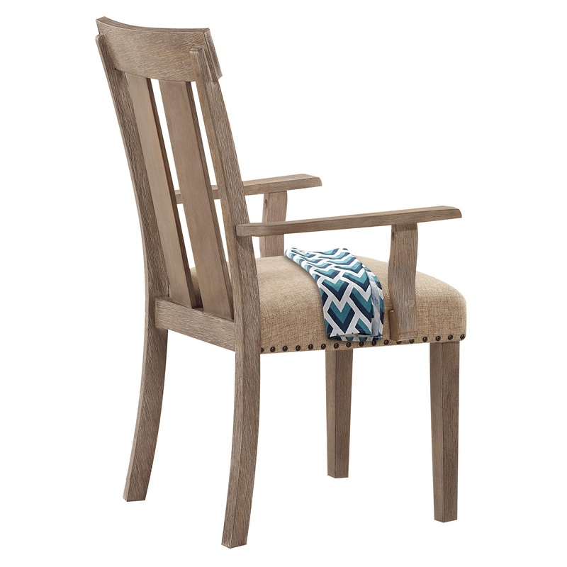 Nathaniel Fabric & Maple Arm Chair , Slatted Back