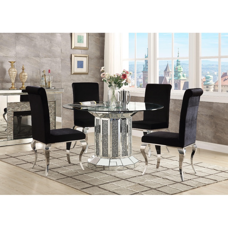 Noralie Mirrored & Faux Diamonds Dining Table