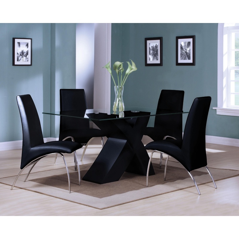 Pervis Black & Clear Glass Dining Table