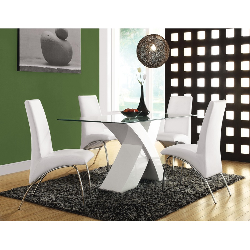 Pervis White & Clear Glass Dining Table