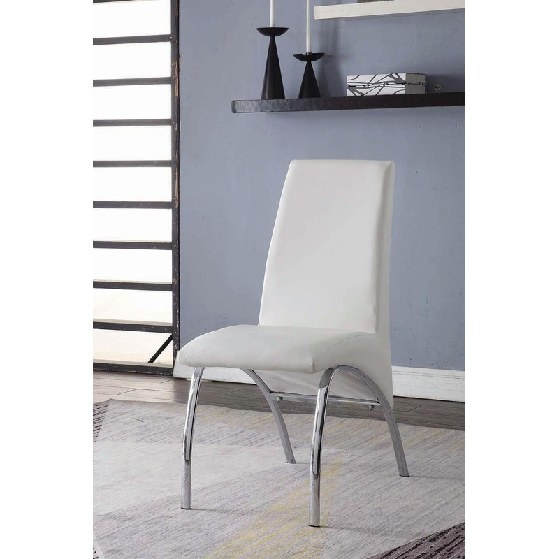 Pervis White PU & Chrome Side Chair