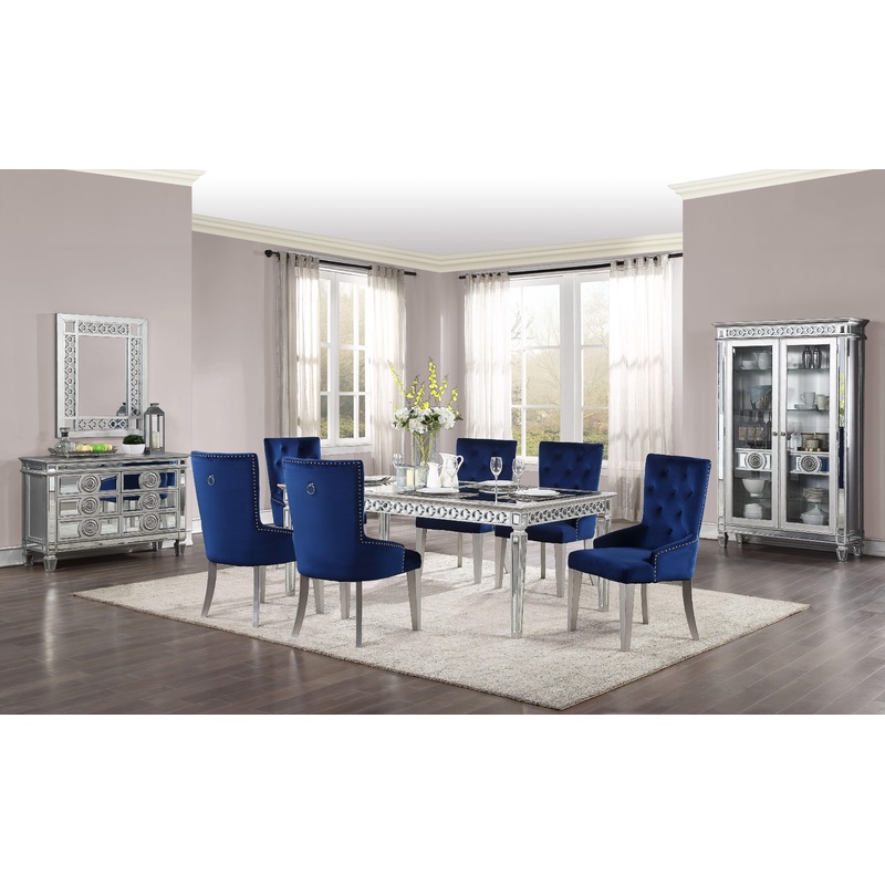 Varian Mirrored & Antique Platinum Dining Table (72″L)