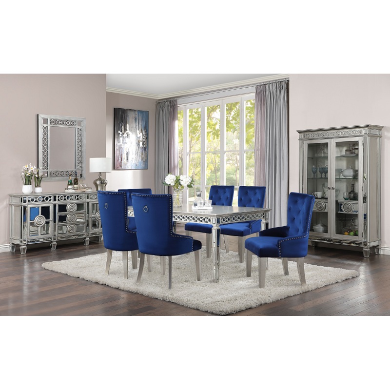 Varian Mirrored & Antique Platinum Dining Table (90″L)
