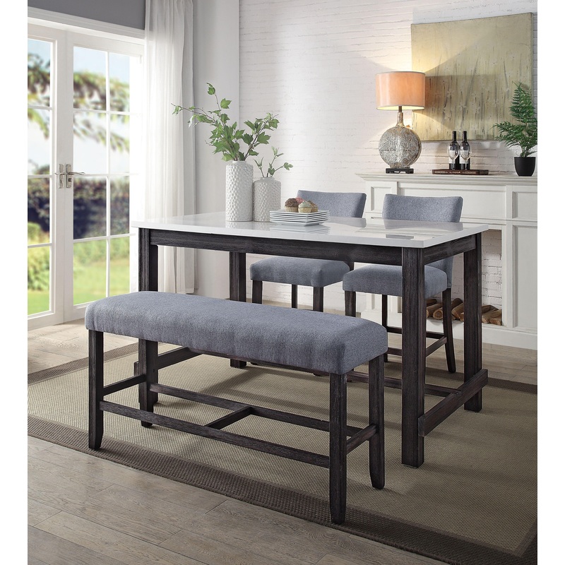 Yelena Marble & Weathered Espresso Counter Height Table