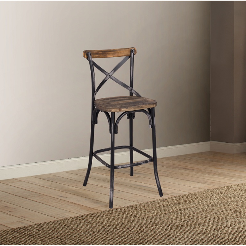 Zaire Antique Black & Antique Oak Bar Chair (1Pc)
