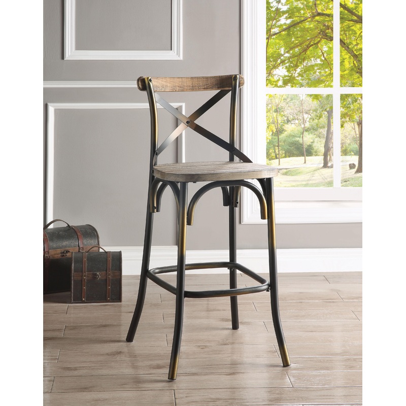 Zaire Antique Copper & Antique Oak Bar Chair (1Pc)