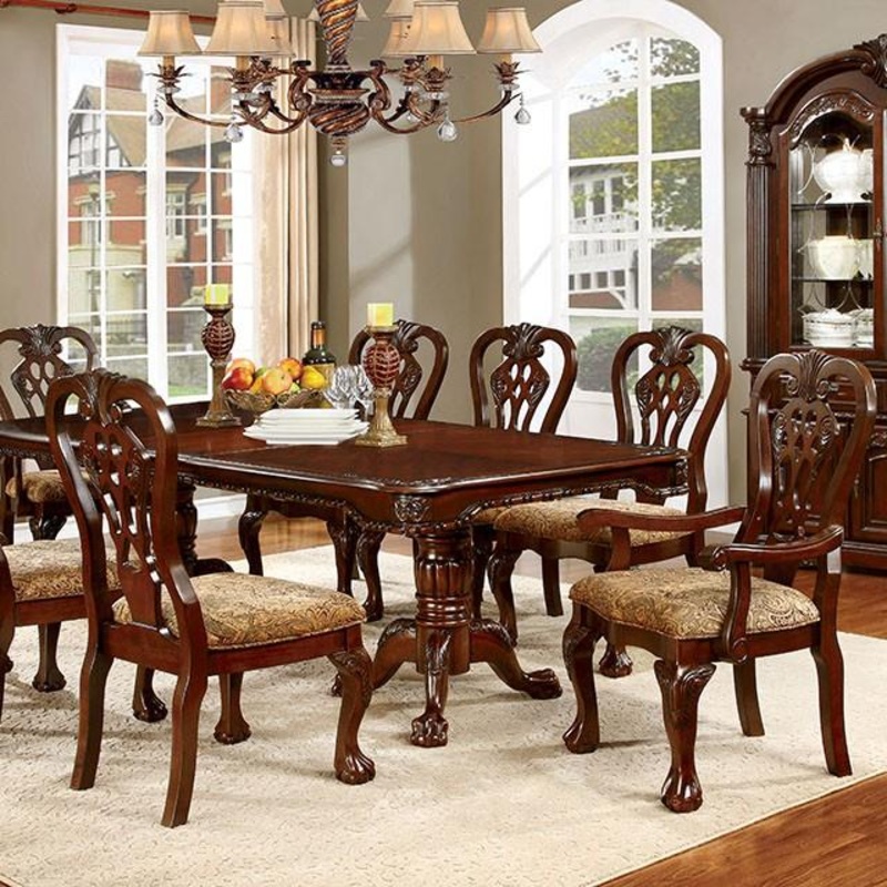 ELANA Brown Cherry Dining Table w/ 18″ Butterfly Leaf