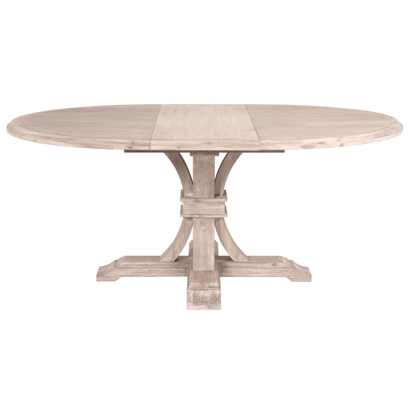 Devon 54″ Round Extension Dining Table – Natural Gray Acacia