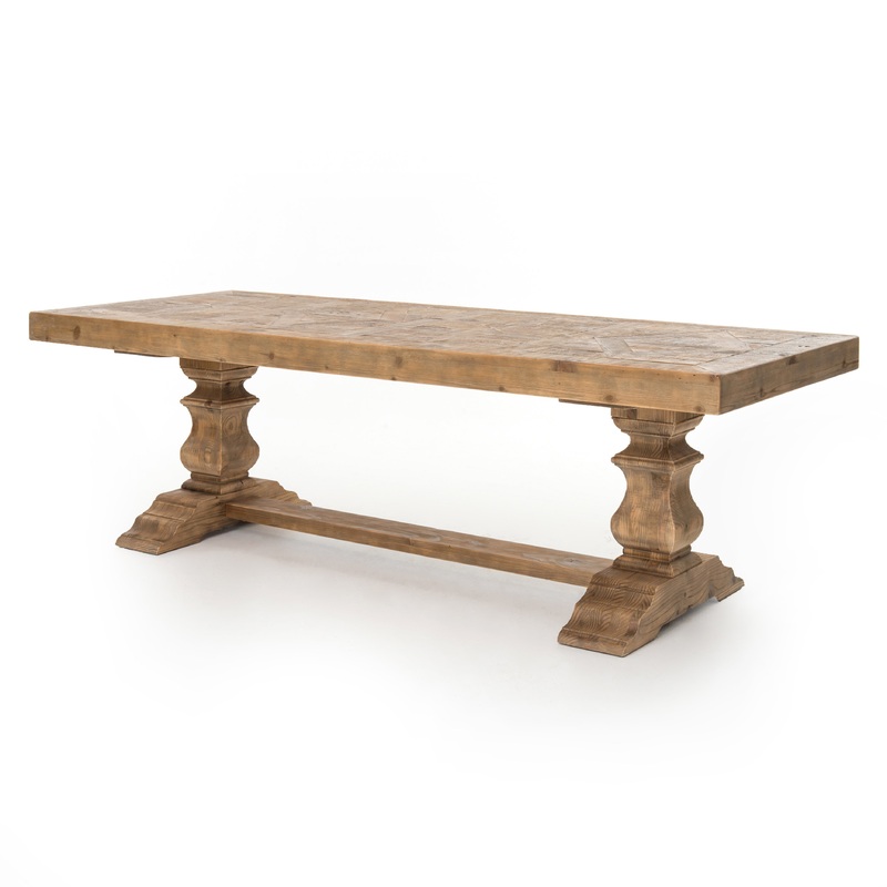 Castle Dining Table 98″ – Waxed Bleached Pine